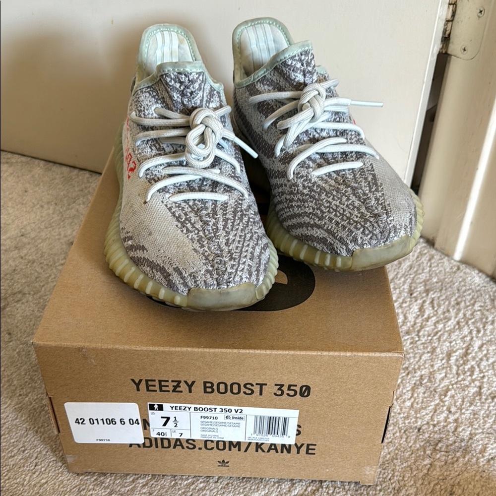 Yeezy Gray Athletic Shoes with Boost Technology